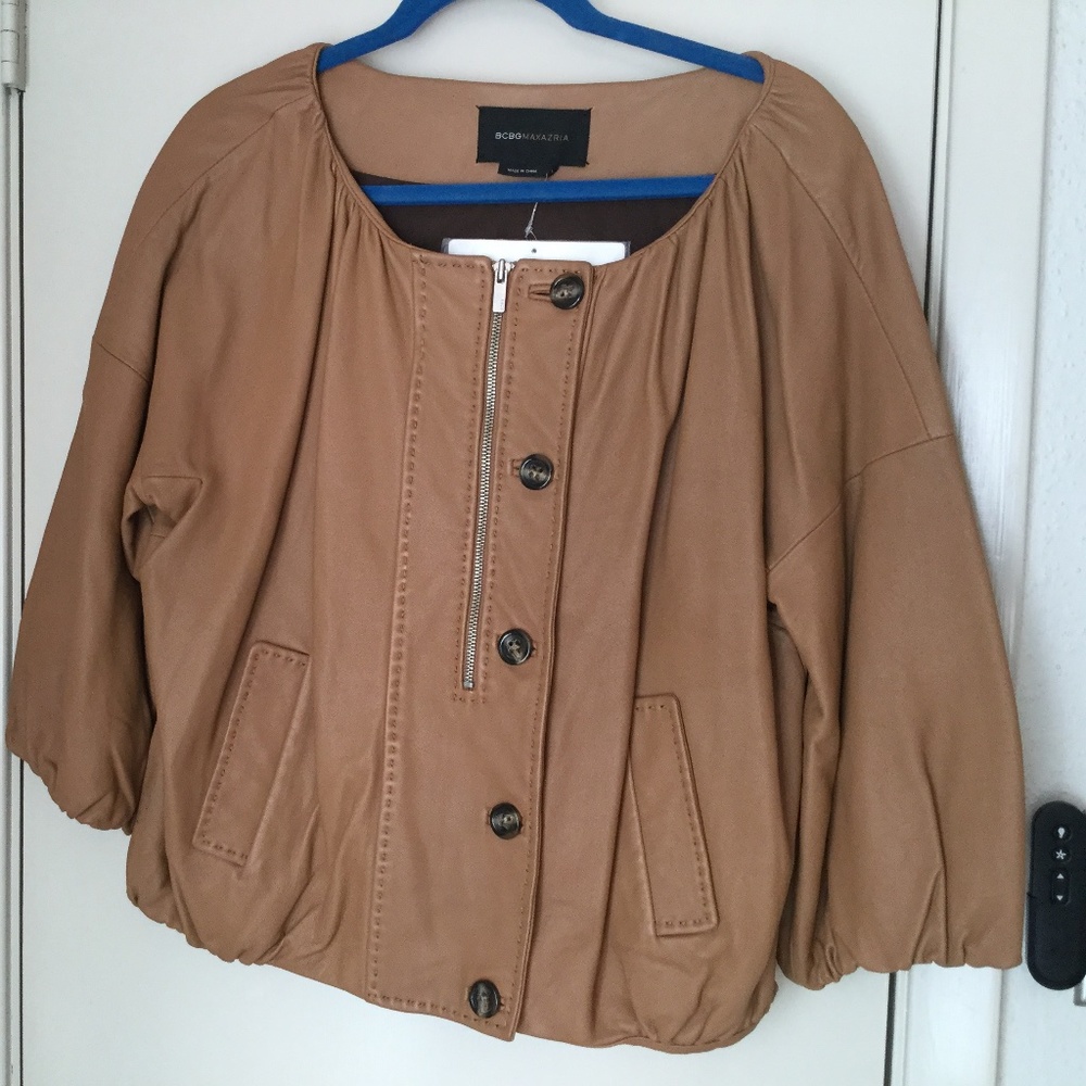 BCBG Leather Bomber Jacket